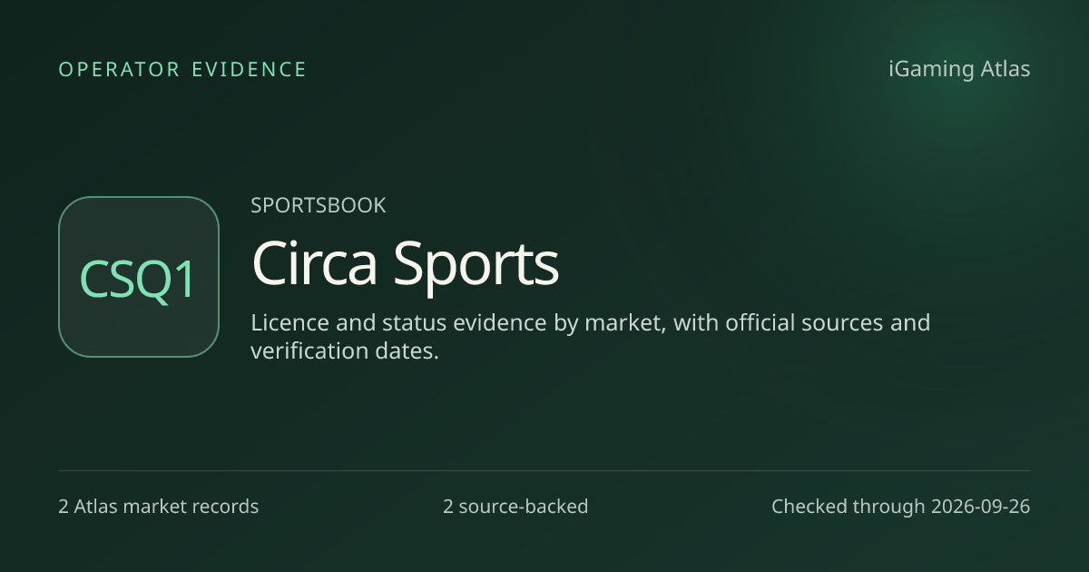 Circa Sports Licence Evidence by Market (2026) | iGaming Atlas